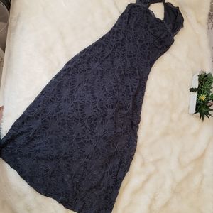 Gray lace Shimmer Long Party Dress